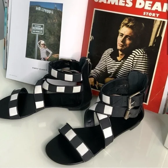 GIUSEPPE ZANOTTI WHITE& BLACK SANDALS - Picture 6 of 8